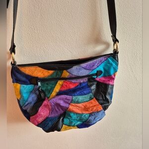 Vintage Colourful Leather Patchwork Purse